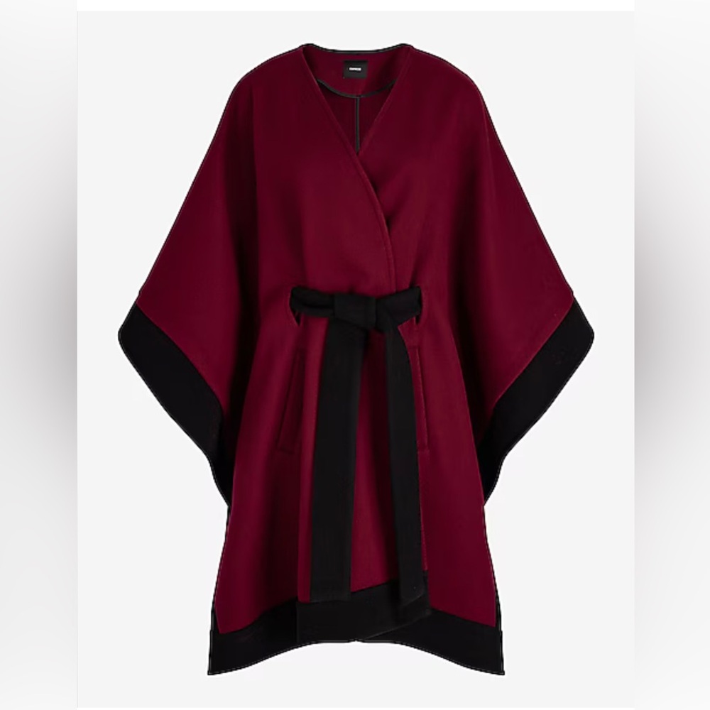 NWT‎ Express Faux Wool Belted Cape Coat Sz M/L